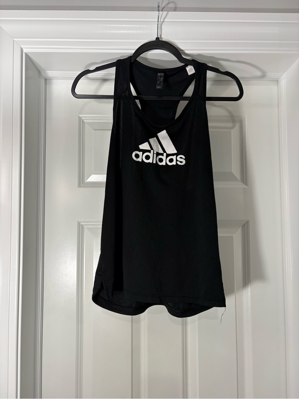 adidas Black Racerback Tank with White Logo
